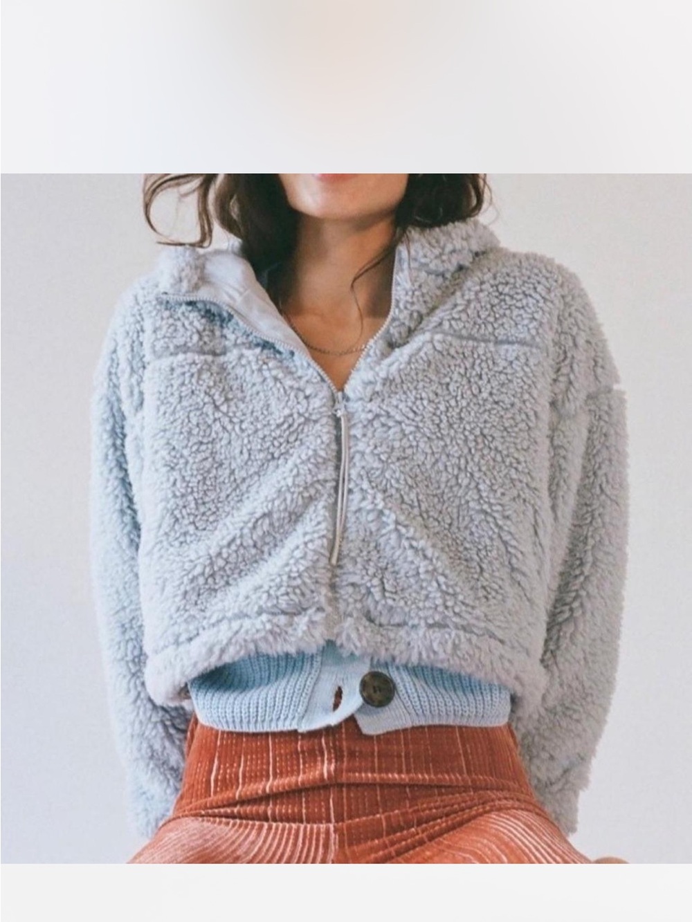 Urban Outfitters BDG Cropped Teddy Hoodie Jacket
